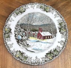 FRIENDLY VILLAGE Set of 6 Dinner Plates Johnson Brothers England School House