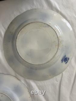 Flo Blue Holland Johnson Bros 2 Salad plates(have Chips)2 Dinner Plates Very Gd