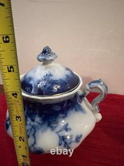 Flow Blue Johnson Bros Claton 1902 Creamer & Sugar Set Antique England