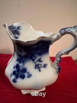 Flow Blue Johnson Bros Claton 1902 Creamer & Sugar Set Antique England