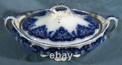 Flow Blue Late Victorian Oblong Covered Vegetable Bowl GEORGIA Johnson Bros 1910