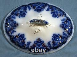 Flow Blue Late Victorian Oblong Covered Vegetable Bowl GEORGIA Johnson Bros 1910