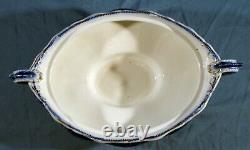 Flow Blue Late Victorian Oblong Covered Vegetable Bowl GEORGIA Johnson Bros 1910