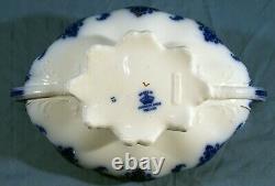 Flow Blue Late Victorian Oblong Covered Vegetable Bowl GEORGIA Johnson Bros 1910