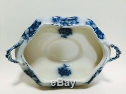 Flow Blue Soup Tureen w Lid & Underplate, Johnson Bros, Large Bowl, China