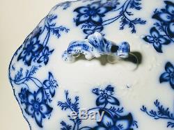 Flow Blue Soup Tureen w Lid & Underplate, Johnson Bros, Large Bowl, China