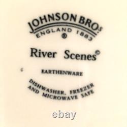 Four (4) Johnson Brothers River Scenes accent dinner plates mint/near mint