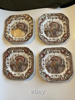 Four Vintage 7.5 Square Luncheon Plate Johnson Bros His Majesty Great Condition