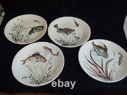 Four superb vintage Johnson Bros Fish pattern plates, designs 1,2,3&4