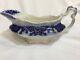 Great Antique Johnson Brothers Flow Blue Gravy Boat With Gold, Florida Pattern