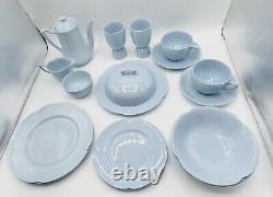Grey Dawn Johnson Bros Breakfast Set Dishes Tea Blue Egg Covered Dish 18 pcs Lot