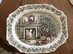 HTF Johnson Brothers Merry Christmas Oval Serving Platter 17 Vintage England
