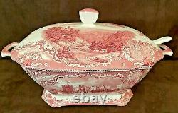 HTF Old Britain Castles Brown / Pink Johnson Brothers Lg. Rectangle Soup Tureen