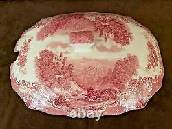 HTF Old Britain Castles Brown / Pink Johnson Brothers Lg. Rectangle Soup Tureen
