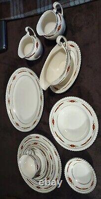 HUGE 83 Piece Set of COLLECTABLE Johnson Bros Old English GUILDFORD MAROON China
