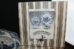 HUGE SET VINTAGE Johnson Brothers Blue Old British Castles Dishes Serving Pieces