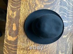 Herbert Johnson for Brooks Bros London Fedora Black felt 7 3/8 1940's Hat