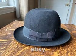 Herbert Johnson for Brooks Bros London Fedora Black felt 7 3/8 1940's Hat