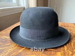 Herbert Johnson for Brooks Bros London Fedora Black felt 7 3/8 1940's Hat