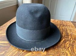 Herbert Johnson for Brooks Bros London Fedora Black felt 7 3/8 1940's Hat