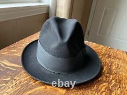 Herbert Johnson for Brooks Bros London Fedora Black felt 7 3/8 1940's Hat