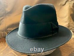 Herbert Johnson for Brooks Bros London Fedora Black felt 7 3/8 1940's Hat
