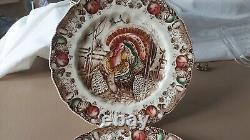 His Majesty Johnson Bros Wild Turkeys Thanksgiving 10.5 Dinner Plate Set Of 5