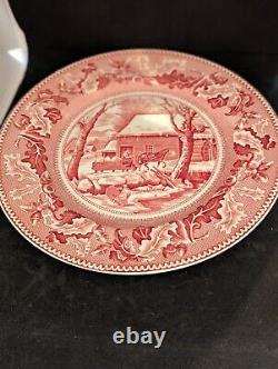 Historic Amer. RED Thanksgiving Day Frozen Up Dinner Plate Johnson Brothers 4