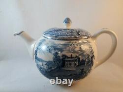 Historic America Blue Teapot Mt. Vernon made by Johnson Bro. Eng. (1930-1974)