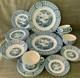 Johnson Bros (19 Pcs. Set) Plates Cups & Saucers Bowls Mongolia Gray/flow Blue