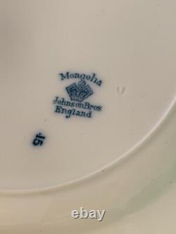 JOHNSON BROS (19 Pcs. SET) Plates Cups & Saucers Bowls Mongolia Gray/Flow Blue