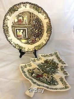 JOHNSON BROS FRIENDLY VILLAGE MERRY CHRISTMAS Chop Plate Large 3-part Relish