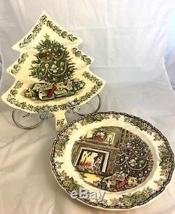 JOHNSON BROS FRIENDLY VILLAGE MERRY CHRISTMAS Chop Plate Large 3-part Relish