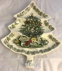 JOHNSON BROS FRIENDLY VILLAGE MERRY CHRISTMAS Chop Plate Large 3-part Relish