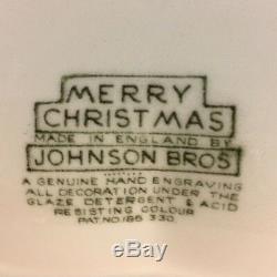 JOHNSON BROS FRIENDLY VILLAGE MERRY CHRISTMAS Chop Plate Large 3-part Relish