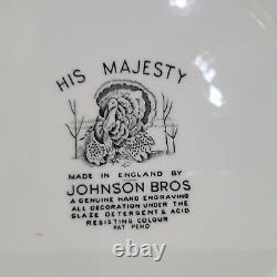 JOHNSON BROS HIS MAJESTY set (4) 10 5/8 DINNER PLATES brown turkey new