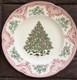 Johnson Bros Old Britain Castles Pink Christmas Green Tree 10.5 Dinner Plate