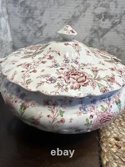 JOHNSON BROS ROSE CHINTZ SOUP TUREEN Pink Roses