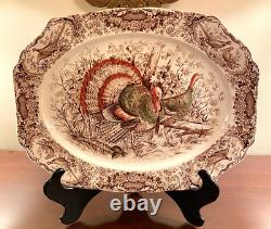 JOHNSON BROS Wild Turkeys Windsor Ware NATIVE AMERICAN 20 X 15.5 PLATTER