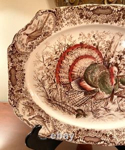 JOHNSON BROS Wild Turkeys Windsor Ware NATIVE AMERICAN 20 X 15.5 PLATTER