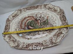 JOHNSON BROS Wild Turkeys Windsor Ware NATIVE AMERICAN 20 X 15.5 PLATTER