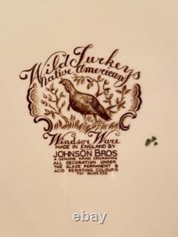 JOHNSON BROS Wild Turkeys Windsor Ware NATIVE AMERICAN 20 X 15.5 PLATTER