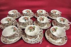 JOHNSON BROS Windsor Ware Harvest Fruit tea Cup Saucer 11 Sets MINT