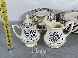 JOHNSON BROTHERS BLUE JARDIN Floral Pattern 38 piece SET SERVICE for 8