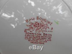 JOHNSON BROTHERS BROS ROSE BOUQUET 16 p IRONSTONE DINNER PLATE BREAD COFFEE CUP