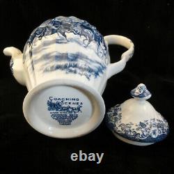 JOHNSON BROTHERS COACHING SCENES BLUE Coffee Pot 9.75 NEW NEVER USED England