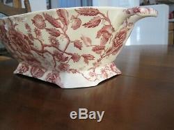 JOHNSON BROTHERS ENGLISH CHIPPENDALE Deep RED SOUP TUREEN & LID