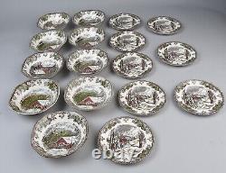 JOHNSON BROTHERS FRIENDLY VILLAGE Square Cereal Bowl (x 9), Bread Plate (x8)