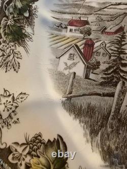 JOHNSON BROTHERS FRIENDLY VILLAGE Turkey Platter 20 Brown Stamp Read
