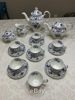 JOHNSON BROTHERS Indies Blue Coffee/Tea Service For 6- Ironstone England